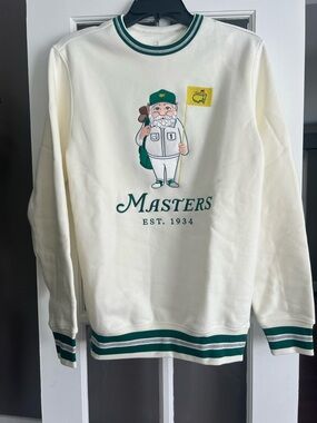Masters Cream Crewneck Sweater with Green & Yellow Masters Logo